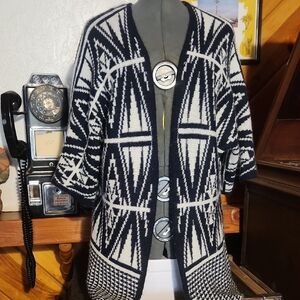 Black and White Geometric Cardigan